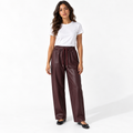 Women's Matte PU Leather High Waisted Tapered Pants — angola red front