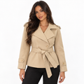 Womens Double Breasted Trench Coat — khaki front