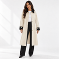 Womens Loose Fit Long Trench Coat — apricot front