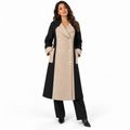Winter Loose Fit Color Block Woolen Coat — black front