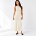 French Sleeveless Knit Dress — apricot front