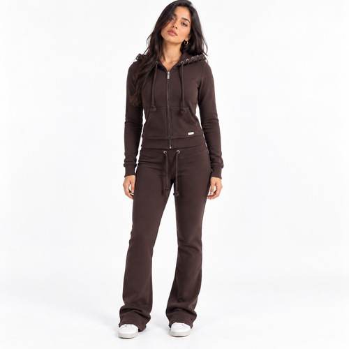 Fashion Color-Block Knit Sweatshirt and Long Pants Set — black front