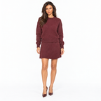 Women's Casual Knit Sweater and Skirt Set — deep red front