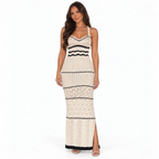 Colorblock Cutout Knit Dress — white front