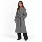 Womens Classic Trench Coat — grey three quarter