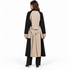 Winter Loose Fit Color Block Woolen Coat — black back