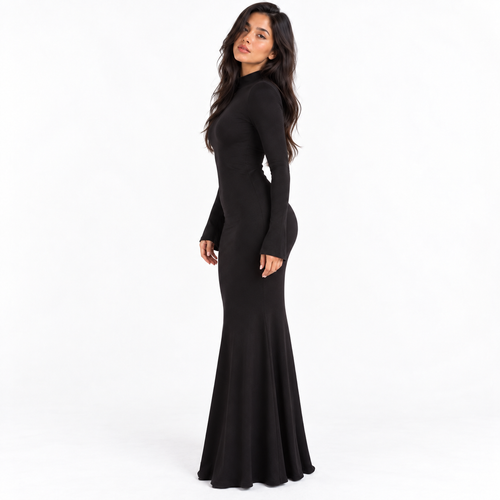 Womens Knit Dress — black k23d36258 three quarter