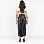 Leather Slit Skirt — black back