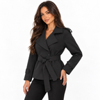 Womens Double Breasted Trench Coat — black front