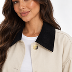 Womens Loose Fit Long Trench Coat — apricot detail