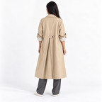 Womens Single-Breasted Long Trench Coat — light khaki back