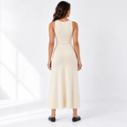 French Sleeveless Knit Dress — apricot back