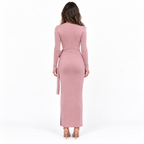 Long-Sleeve Knit Dress for Women — pink back