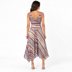 Retro Striped Spaghetti Strap Midi Dress — stripes back
