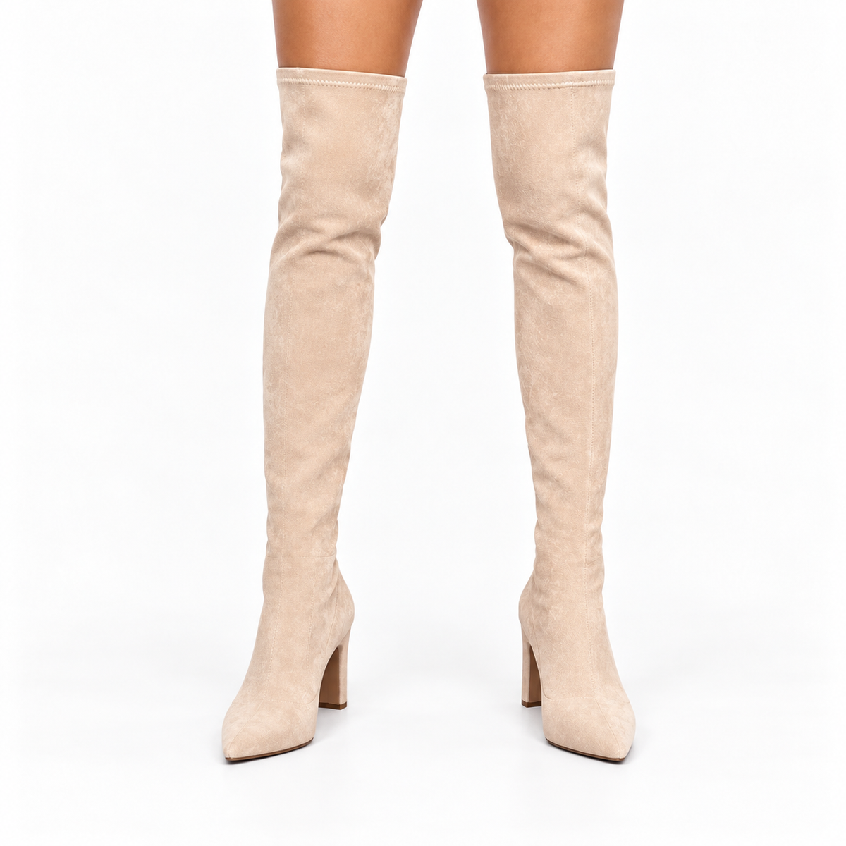 High Boots — apricot 7cm single lining front