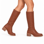Womens High Heel Retro Western Boots — red brown front