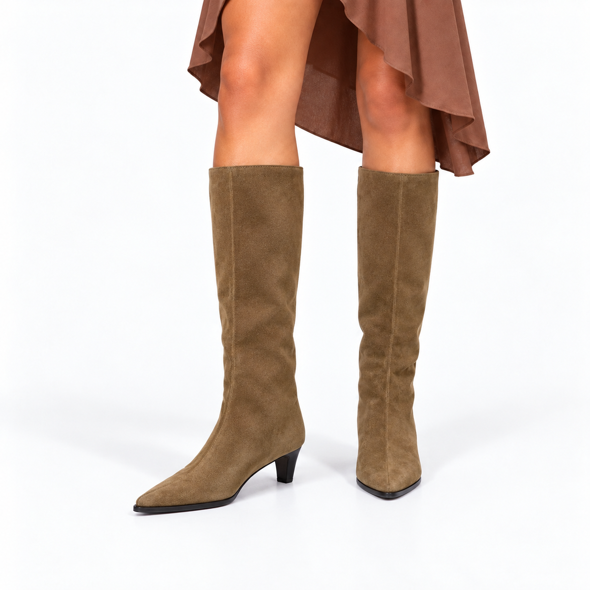 High-Heeled Boots — brown front
