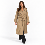 Womens Classic Trench Coat — camel front