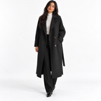 Thick woolen coat — black front