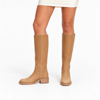 Womens Retro Cowboy Boots with Block Heel — apricot front