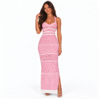 Colorblock Cutout Knit Dress — pink front