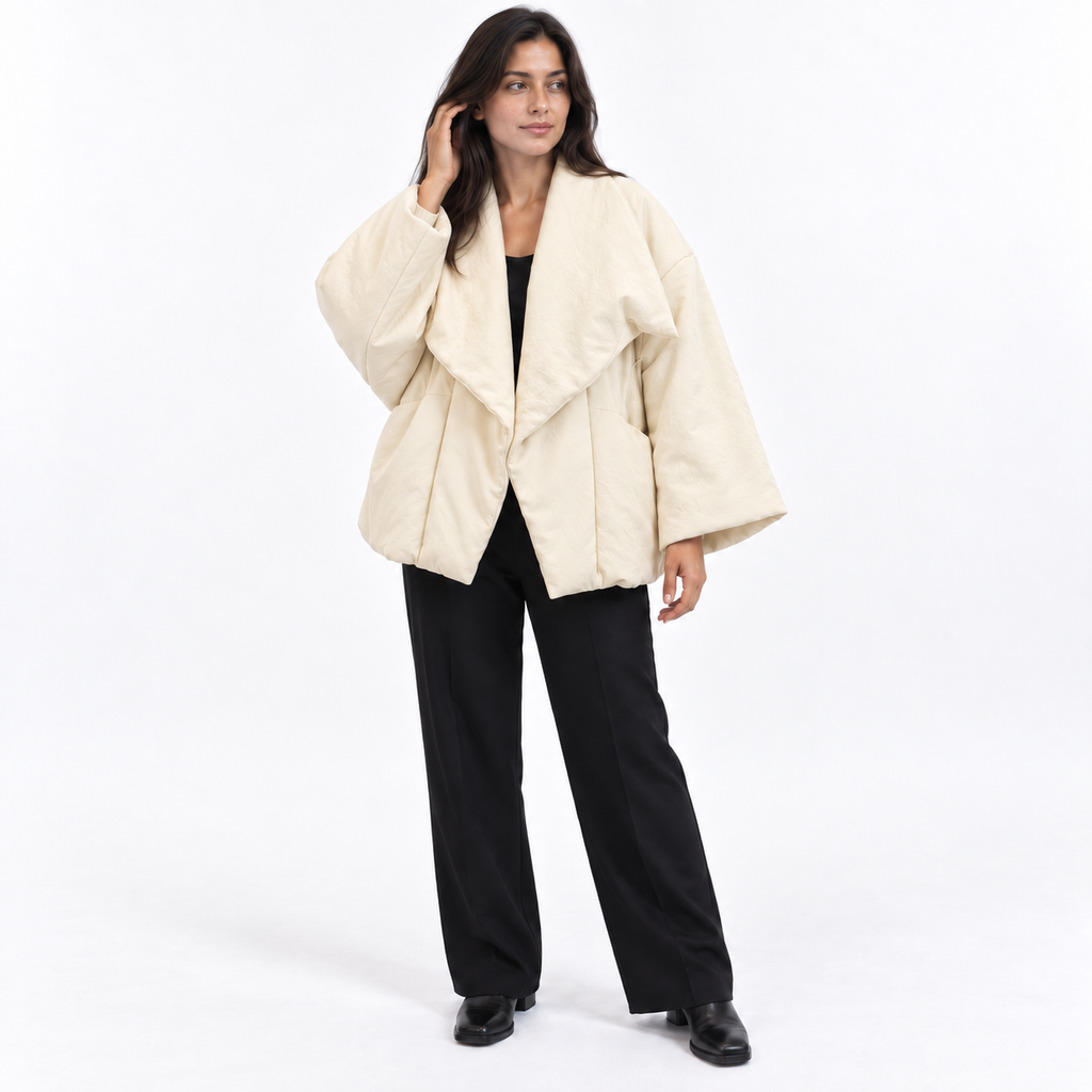 Mooi Muse gewatteerde jas — Beige — vooraanzicht