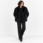 Faux fur coat — Black — front — studio 15-2