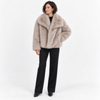 Faux fur coat — Light Khaki — front — studio 15-3