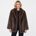 Fur coat of fox skin - Dark Brown - front