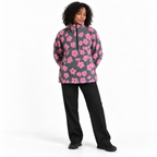 Down puffer flowered pullover — Pink gray — front — studio 47-2