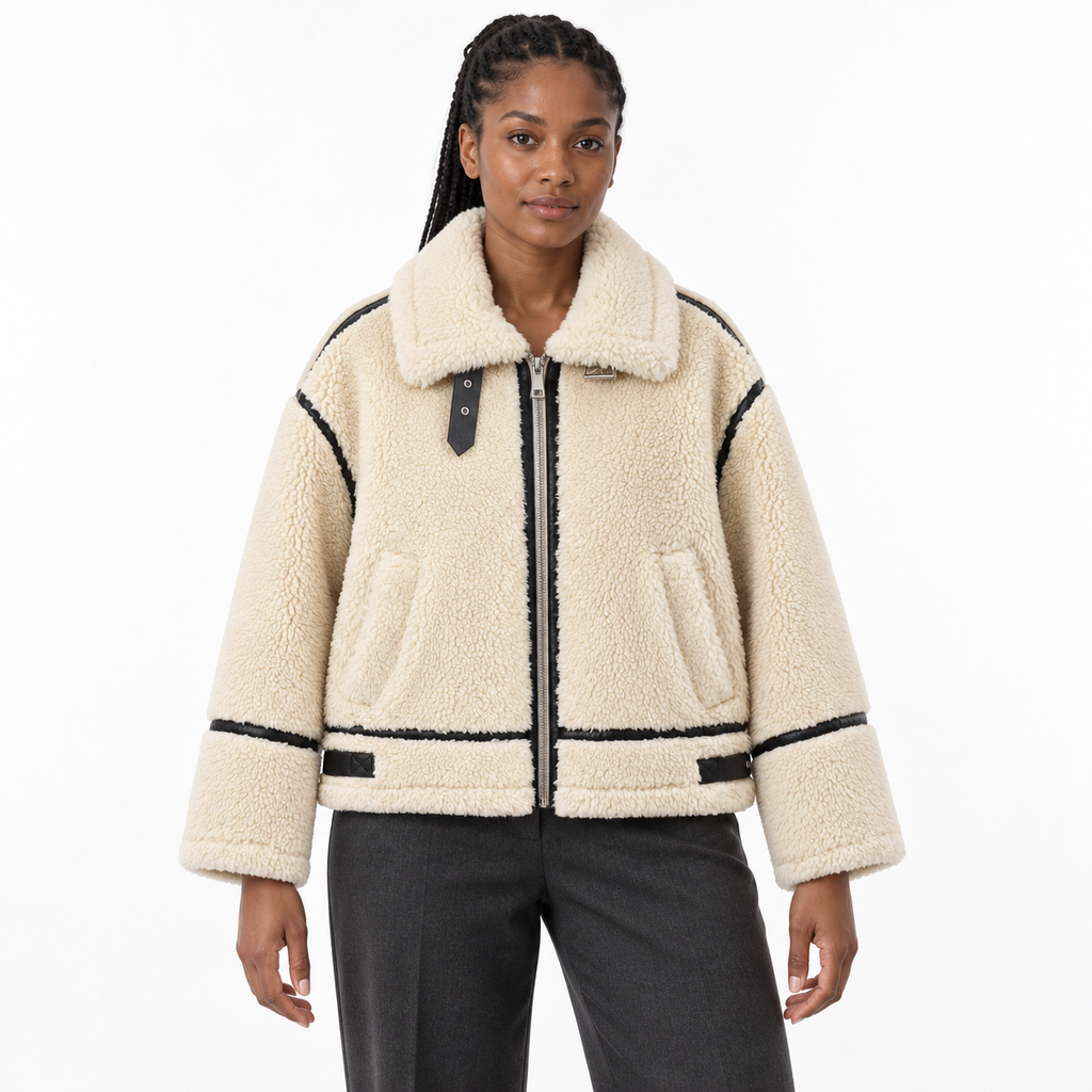 Women's Fleece Motorcycle Jacket — Jacket — front — studio 9-1