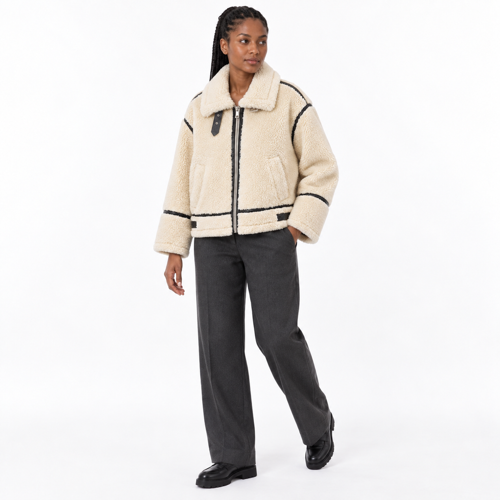 Women's Fleece Motorcycle Jacket — Jacket — three quarter — studio 9-2