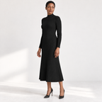 Womens Half Turtleneck Knitted Dress — Black — three quarter — studio 40-2