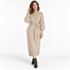 Women's Knitted Long Dress — Apricot — front — studio 41-5