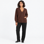 Japanese Style Knitted Cardigan — chocolate color — front — studio 38-2