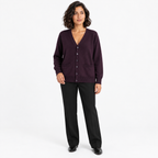 Japanese Style Knitted Cardigan — dark purple — front — studio 38-4