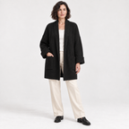 Korean Style Loose Knit Cardigan — Black — front — studio 36-5