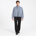 Fashion Versatile  Stand-Collar Denim Bomber Jacket — denim — front — studio 4-1