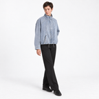 Fashion Versatile  Stand-Collar Denim Bomber Jacket — denim — three_quarter — studio 4-2