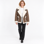 Autumn Winter Fashion Lapel Plush Jacket Fur Coat — Brown — front — studio 30-1
